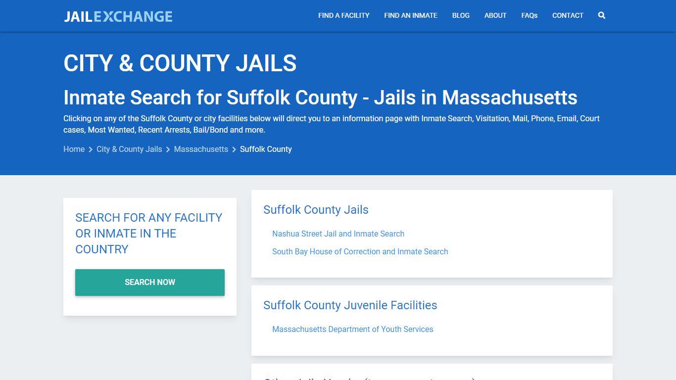 Inmate Search for Suffolk County | Jails in Massachusetts - Jail Exchange